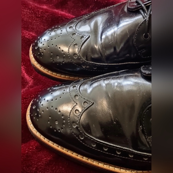 Nobrand Polished Leather Black/Burgundy Brogue Wingtips Sz 41 ( 8.5 M, 10 WO) - Picture 9 of 13
